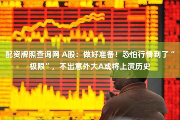 配资牌照查询网 A股：做好准备！恐怕行情到了“极限”，不出意外大A或将上演历史