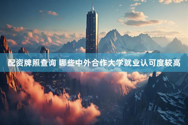 配资牌照查询 哪些中外合作大学就业认可度较高